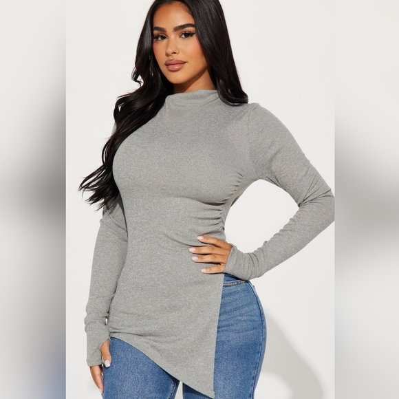Fashion Nova Gray Asymmetrical Top - Picture 4 of 4